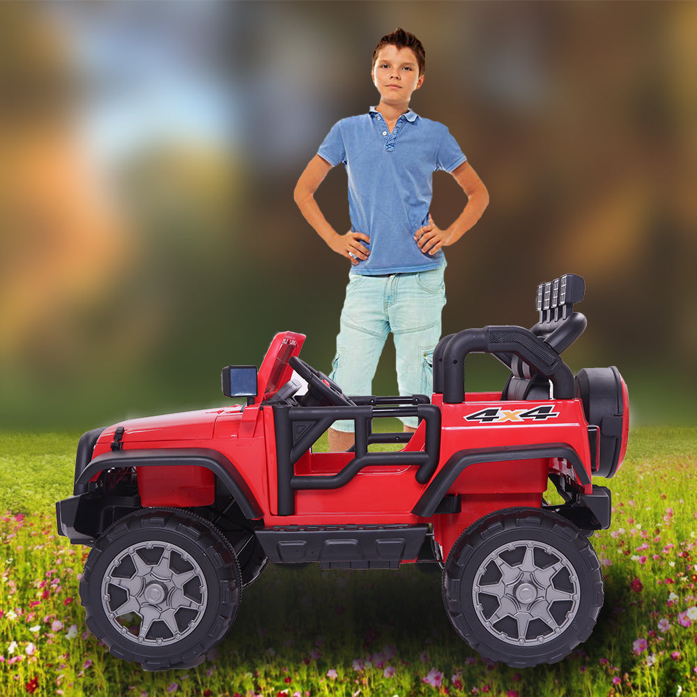 Electric Princess Jeep 12V Kids Ride-on Toy Car Rechargeable Battery Powered, 4 mph Speed and 2.4G Remote Control, Red