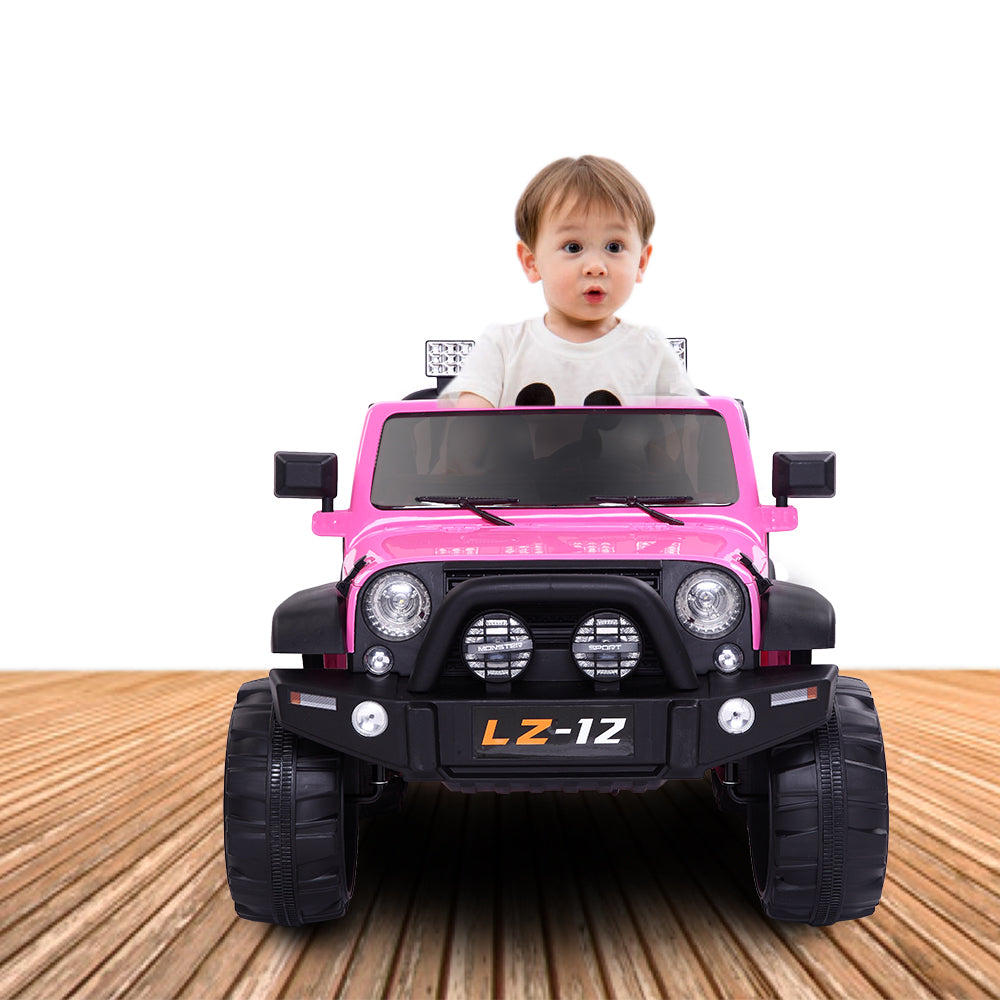 Electric Princess Jeep 12V Kids Ride-on Toy Car Rechargeable Battery Powered, 4 mph Speed and 2.4G Remote Control, Pink