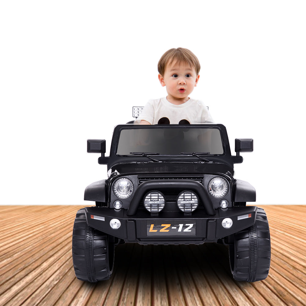 Electric Princess Jeep 12V Kids Ride-on Toy Car Rechargeable Battery Powered, 4 mph Speed and 2.4G Remote Control, Black