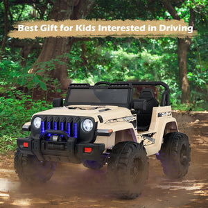 Toy off-road vehicle on a dirt path with greenery in the background