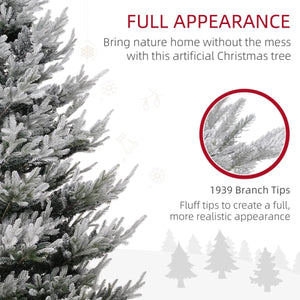 Flocked Artificial Christmas Tree - 6ft, 7.5ft, and 9ft with 795, 1218 and 1939 Tips and Steel Base