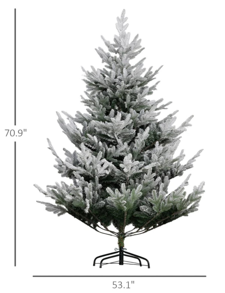 Flocked Artificial Christmas Tree - 6ft, 7.5ft, and 9ft with 795, 1218 and 1939 Tips and Steel Base