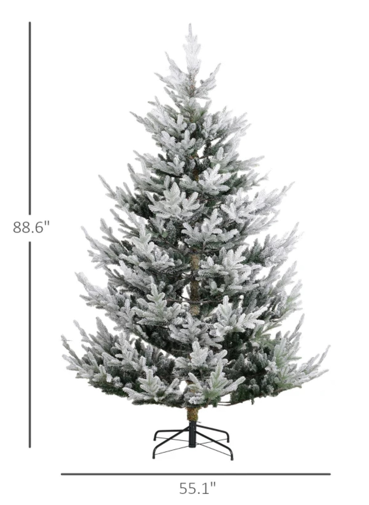 Flocked Artificial Christmas Tree - 6ft, 7.5ft, and 9ft with 795, 1218 and 1939 Tips and Steel Base