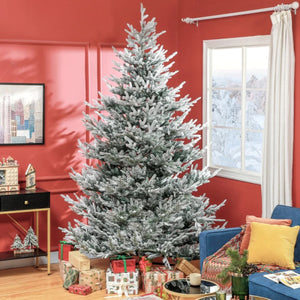 Flocked Artificial Christmas Tree - 6ft, 7.5ft, and 9ft with 795, 1218 and 1939 Tips and Steel Base