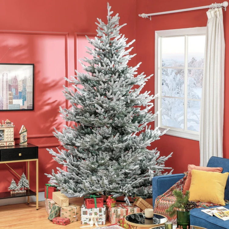 Flocked Artificial Christmas Tree - 6ft, 7.5ft, and 9ft with 795, 1218 and 1939 Tips and Steel Base