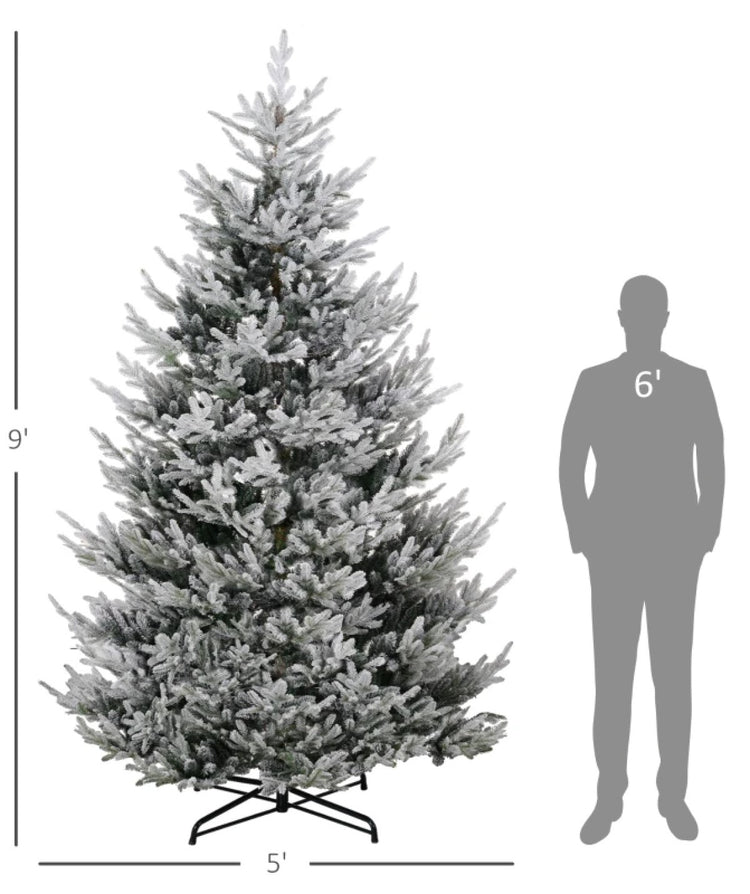 Flocked Artificial Christmas Tree - 6ft, 7.5ft, and 9ft with 795, 1218 and 1939 Tips and Steel Base