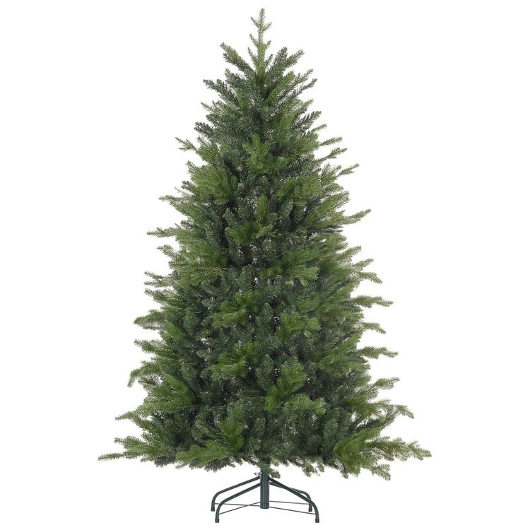 Flocked Christmas Tree, Collapsible Hinged Xmas Tree with Metal Stand for Indoor/Outdoor