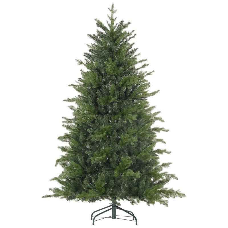 Flocked Christmas Tree, Collapsible Hinged Xmas Tree with Metal Stand for Indoor/Outdoor