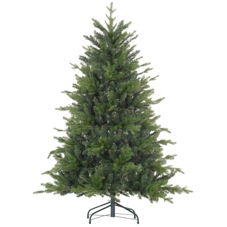 Flocked Christmas Tree, Collapsible Hinged Xmas Tree with Metal Stand for Indoor/Outdoor