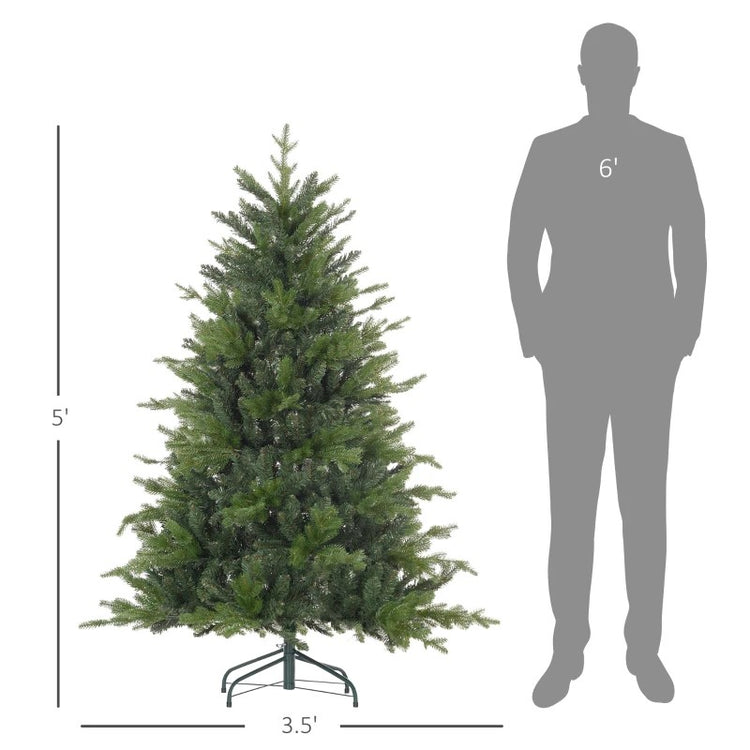 Flocked Christmas Tree, Collapsible Hinged Xmas Tree with Metal Stand for Indoor/Outdoor