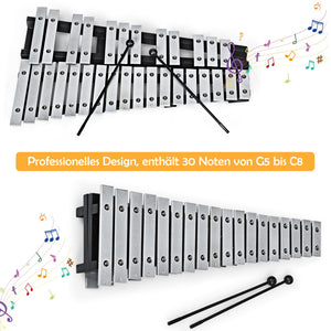 Foldable 30-Note Aluminum Glockenspiel Xylophone with Carry Bag - Portable and Durable