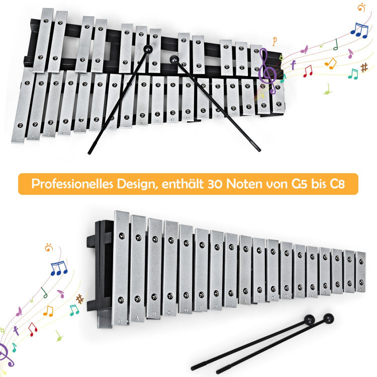 Foldable 30-Note Aluminum Glockenspiel Xylophone with Carry Bag - Portable and Durable