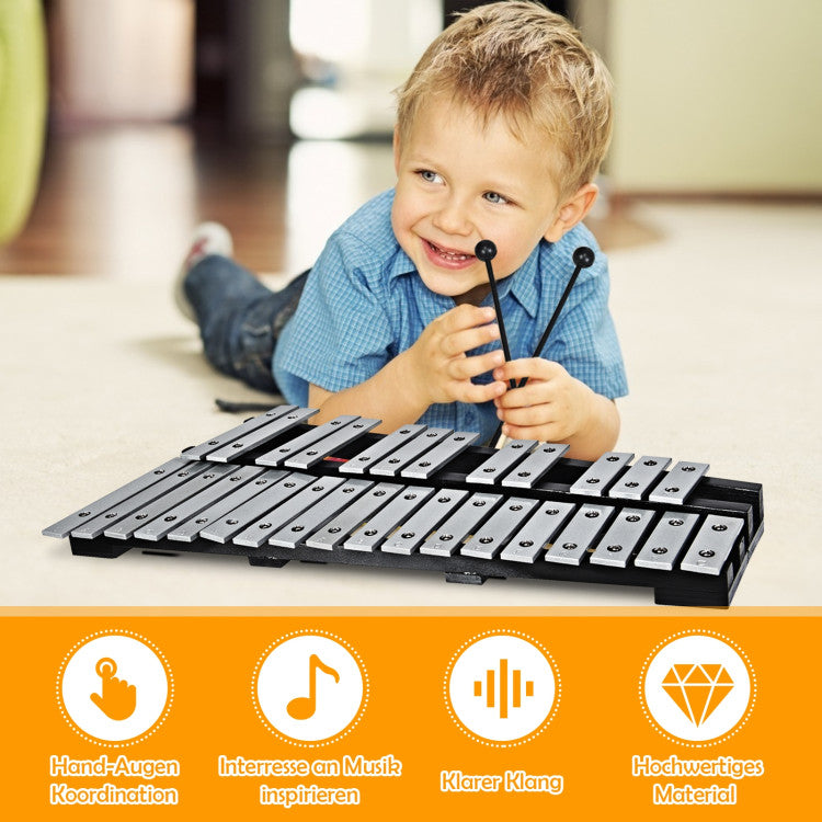 Foldable 30-Note Aluminum Glockenspiel Xylophone with Carry Bag - Portable and Durable