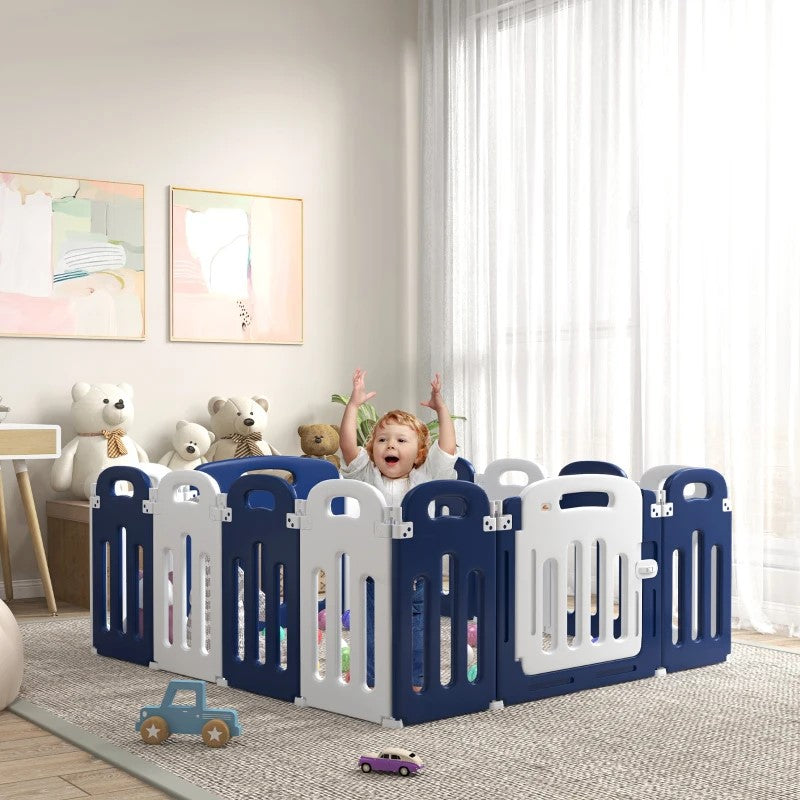 Foldable Baby Playpen with 18 Panels, 85"x57" Safety Play Yard for Babies & Toddlers Indoor/Outdoor