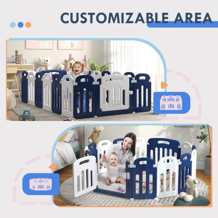 Foldable Baby Playpen with 18 Panels, 85"x57" Safety Play Yard for Babies & Toddlers Indoor/Outdoor