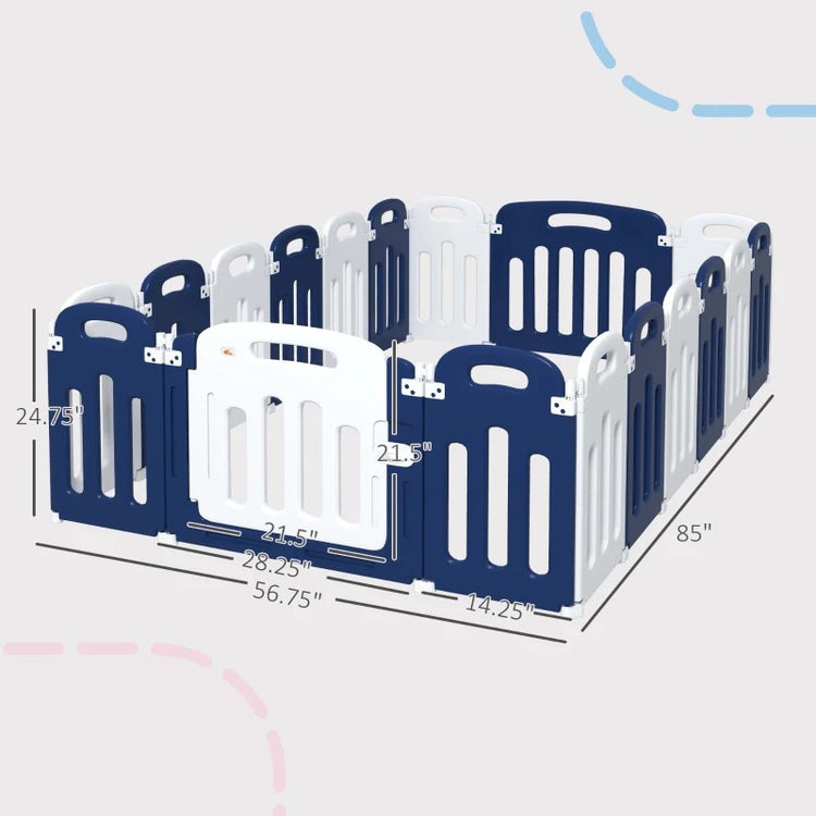 Foldable Baby Playpen with 18 Panels, 85"x57" Safety Play Yard for Babies & Toddlers Indoor/Outdoor