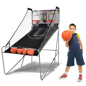 Foldable Double Electronic Basketball Game Set with 4 Balls for Indoor Fun