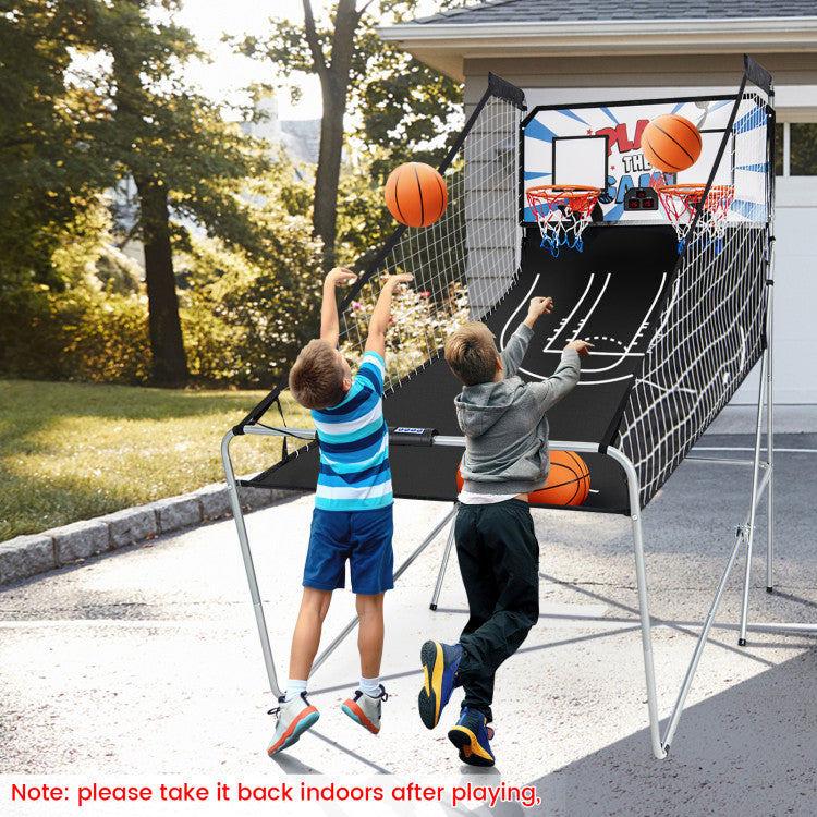 Foldable Dual Shot Basketball Arcade Game with Electronic Scoring for Kids