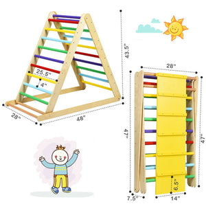 Foldable Wooden Triangle Climber with Reversible Ramp – Kids’ Activity Gym