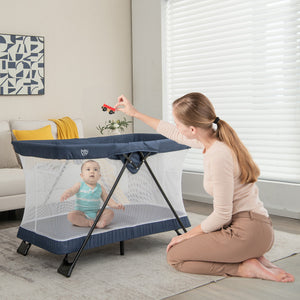 Foldable Baby Playpen with Removable Mattress, Washable Cover, and Easy Setup