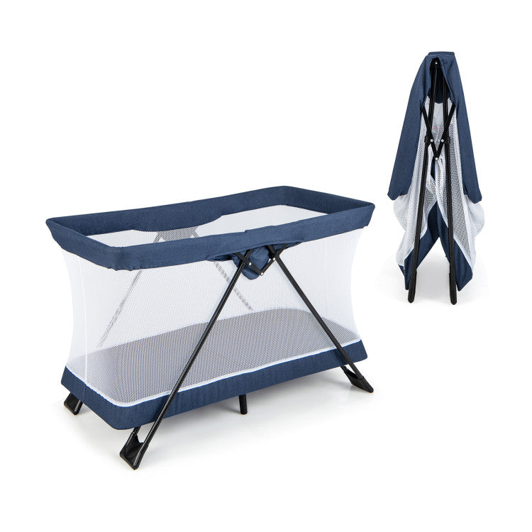 Foldable Baby Playpen with Removable Mattress, Washable Cover, and Easy Setup