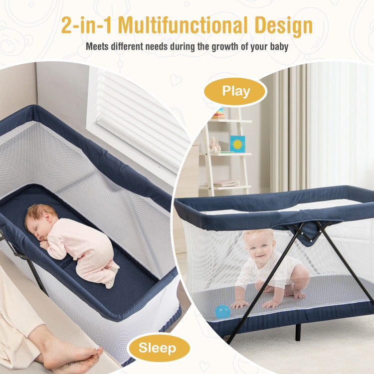 Foldable Baby Playpen with Removable Mattress, Washable Cover, and Easy Setup 