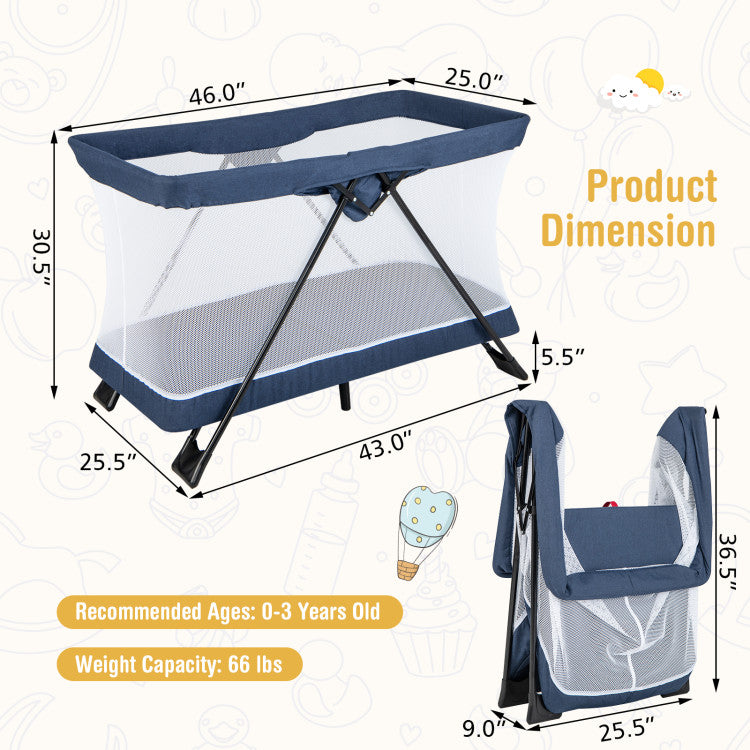Foldable Baby Playpen with Removable Mattress, Washable Cover, and Easy Setup