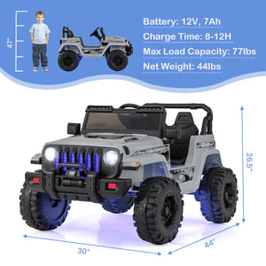 Children's toy truck with specifications on a white background