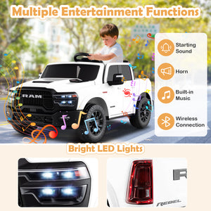 Child playing with a toy truck, highlighting entertainment functions and bright LED lights.