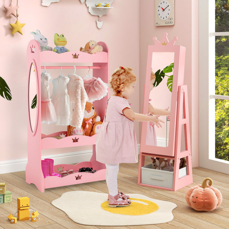 Full-Length Kids Jewelry Armoire Cabinet with Storage – Free-Standing Design