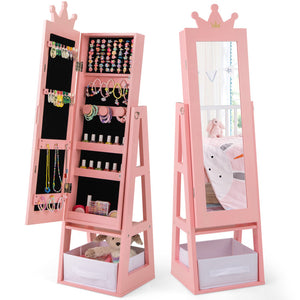 Full-Length Kids Jewelry Armoire Cabinet with Storage – Free-Standing Design
