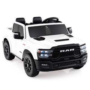 White toy truck with black details on a white background