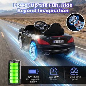 Black toy car with glowing wheels on a road, power bank, and text about product features.