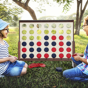 Giant Wooden 4-in-a-Row Game Set – Jumbo 4-to-Score with Carrying Bag for Lawn Fun