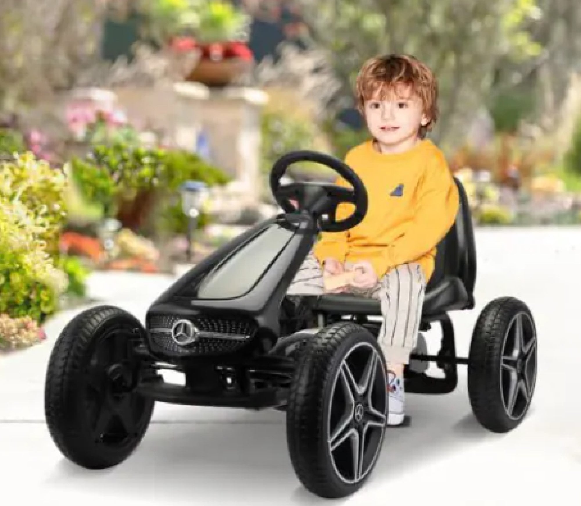 Tobbi Mercedes-Benz Kids Pedal Go Kart, 4 Wheel Pedal Powered Ride On Toy - Mercedes Toy Go Kart, Children Toy Car