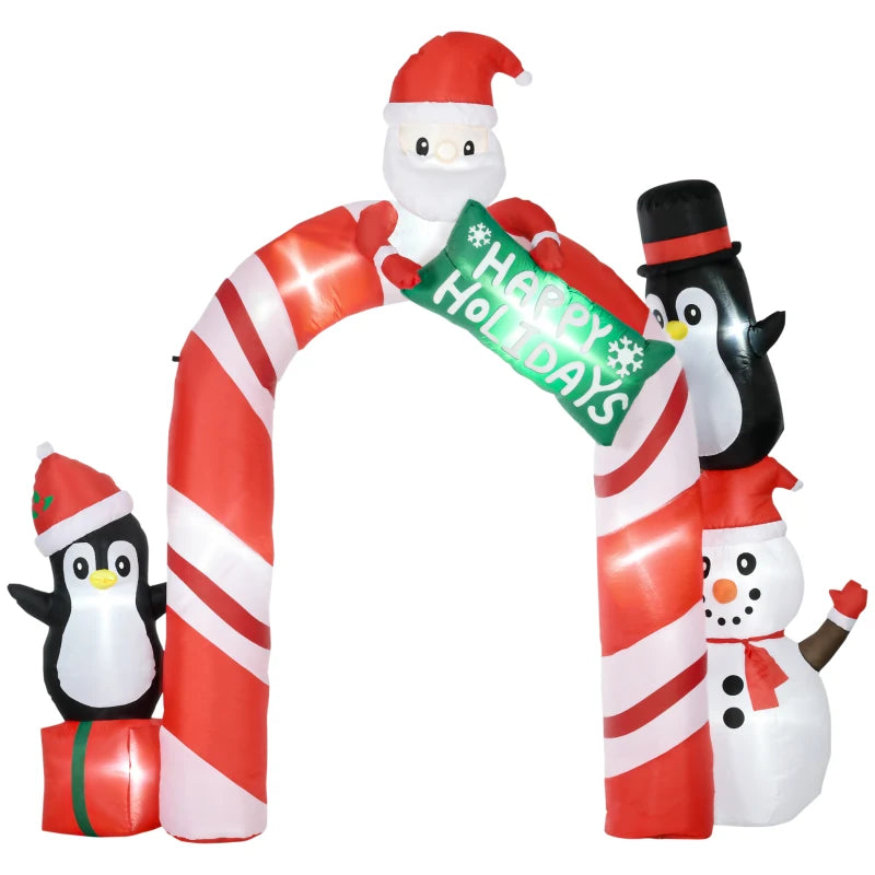 HOMCOM 10ft Christmas Inflatable Archway with Santa & Penguin | LED Outdoor Decor