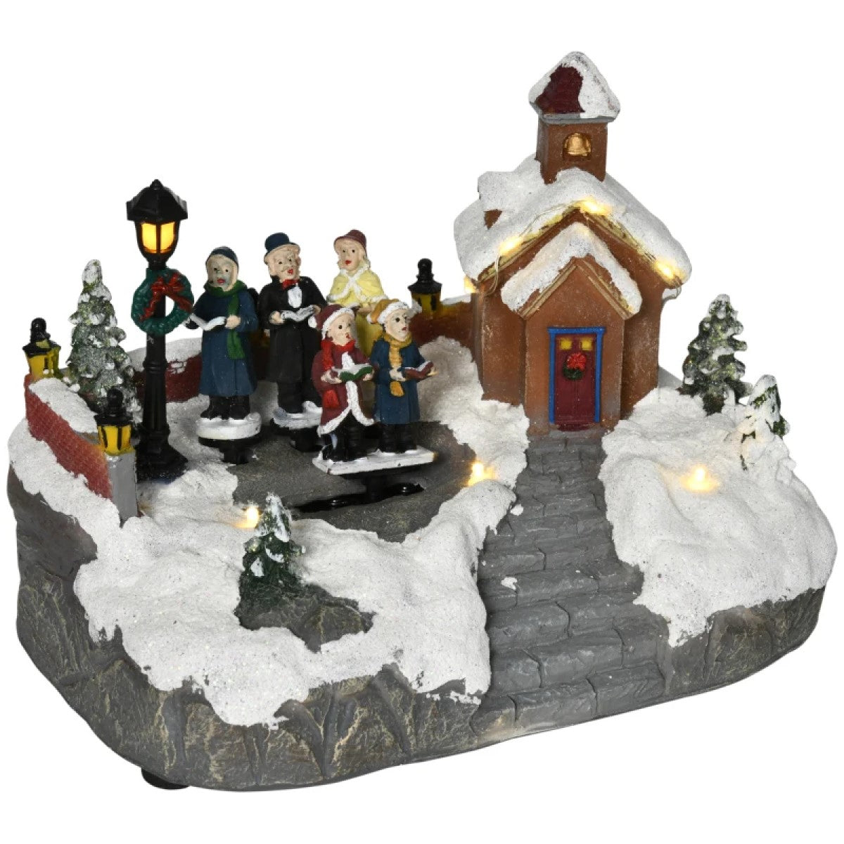 HOMCOM Animated Christmas Village Set with LED Lights & Choir - Battery Operated Decor