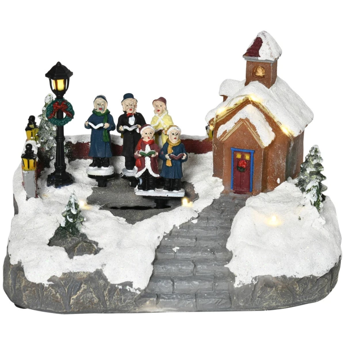 HOMCOM Animated Christmas Village Set with LED Lights & Choir - Battery Operated Decor