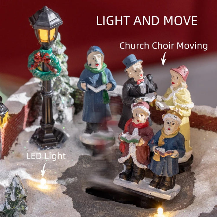 HOMCOM Animated Christmas Village Set with LED Lights & Choir - Battery Operated Decor