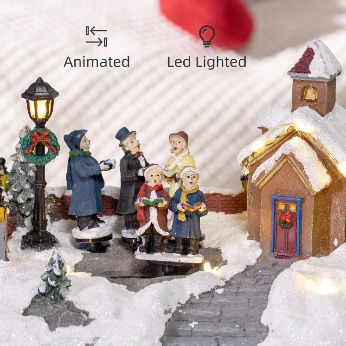 HOMCOM Animated Christmas Village Set with LED Lights & Choir - Battery Operated Decor