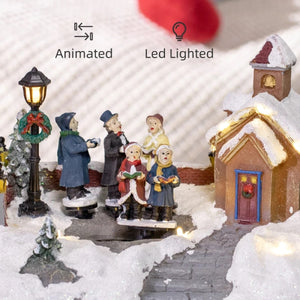 HOMCOM Animated Christmas Village Set with LED Lights & Choir - Battery Operated Decor