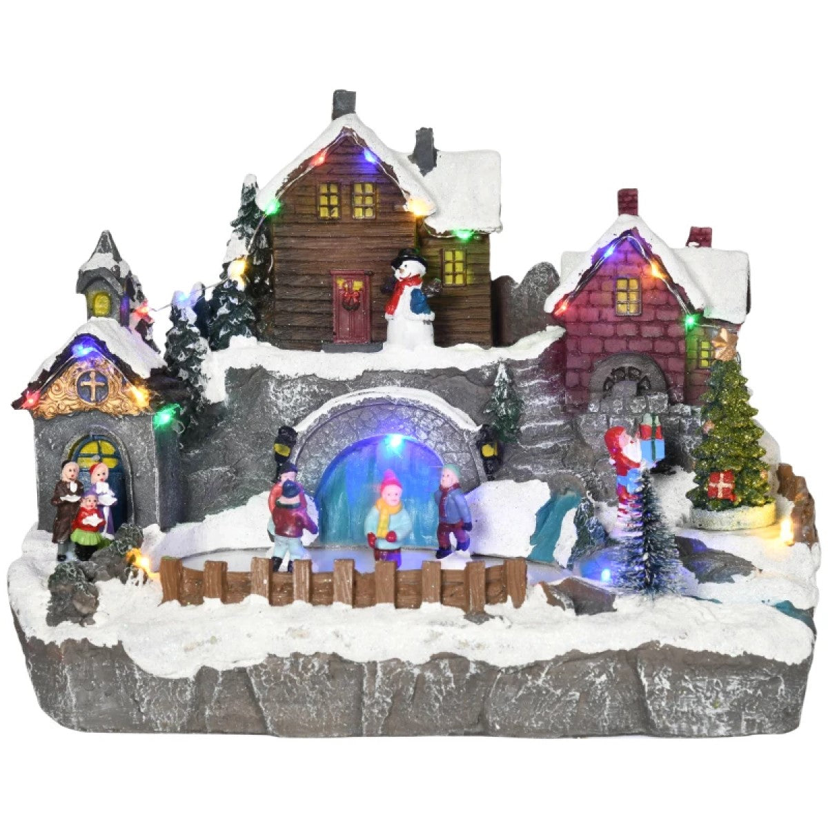 HOMCOM Animated Christmas Village with Skating Pond and Multicolored LED Lights