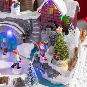 HOMCOM Animated Christmas Village with Skating Pond and Multicolored LED Lights