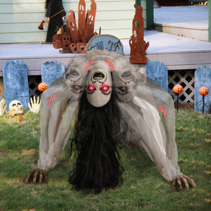 Crawling Woman Ghost Animatronic for Halloween – LED Eyes & Sound Activated