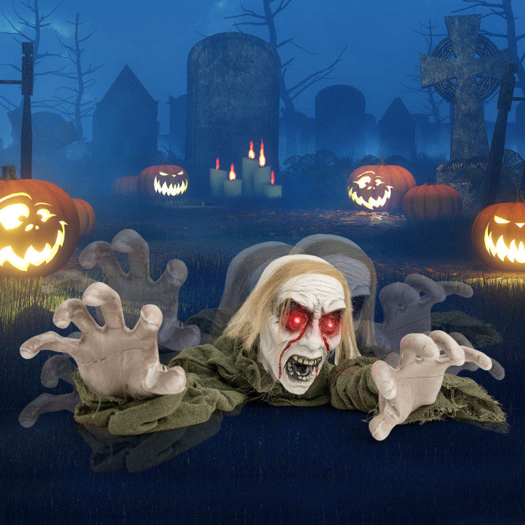 Climbing Zombie Groundbreaker Halloween Decoration with Light-Up Eyes & Sounds