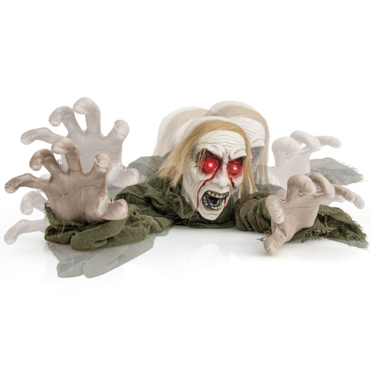 Climbing Zombie Groundbreaker Halloween Decoration with Light-Up Eyes & Sounds