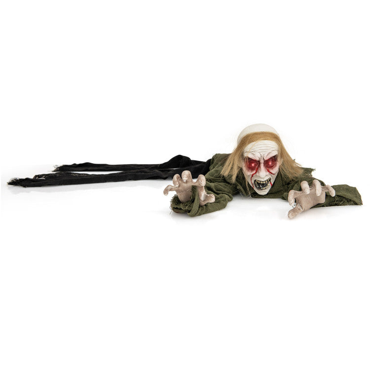 Climbing Zombie Groundbreaker Halloween Decoration with Light-Up Eyes & Sounds