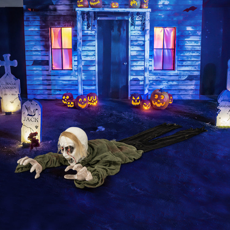 Climbing Zombie Groundbreaker Halloween Decoration with Light-Up Eyes & Sounds