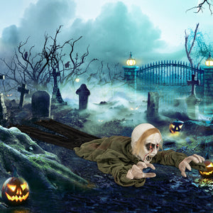 Climbing Zombie Groundbreaker Halloween Decoration with Light-Up Eyes & Sounds