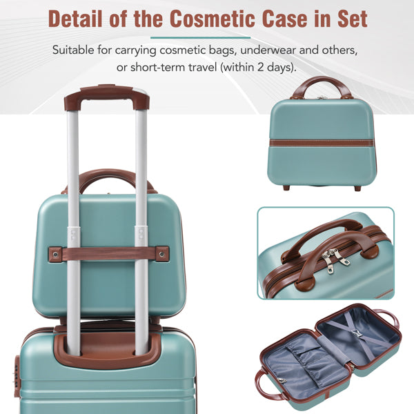 20" Hardside Luggage & Cosmetic Case Set, 2-Piece Lightweight Suitcase with Spinner Wheels, Carry-On